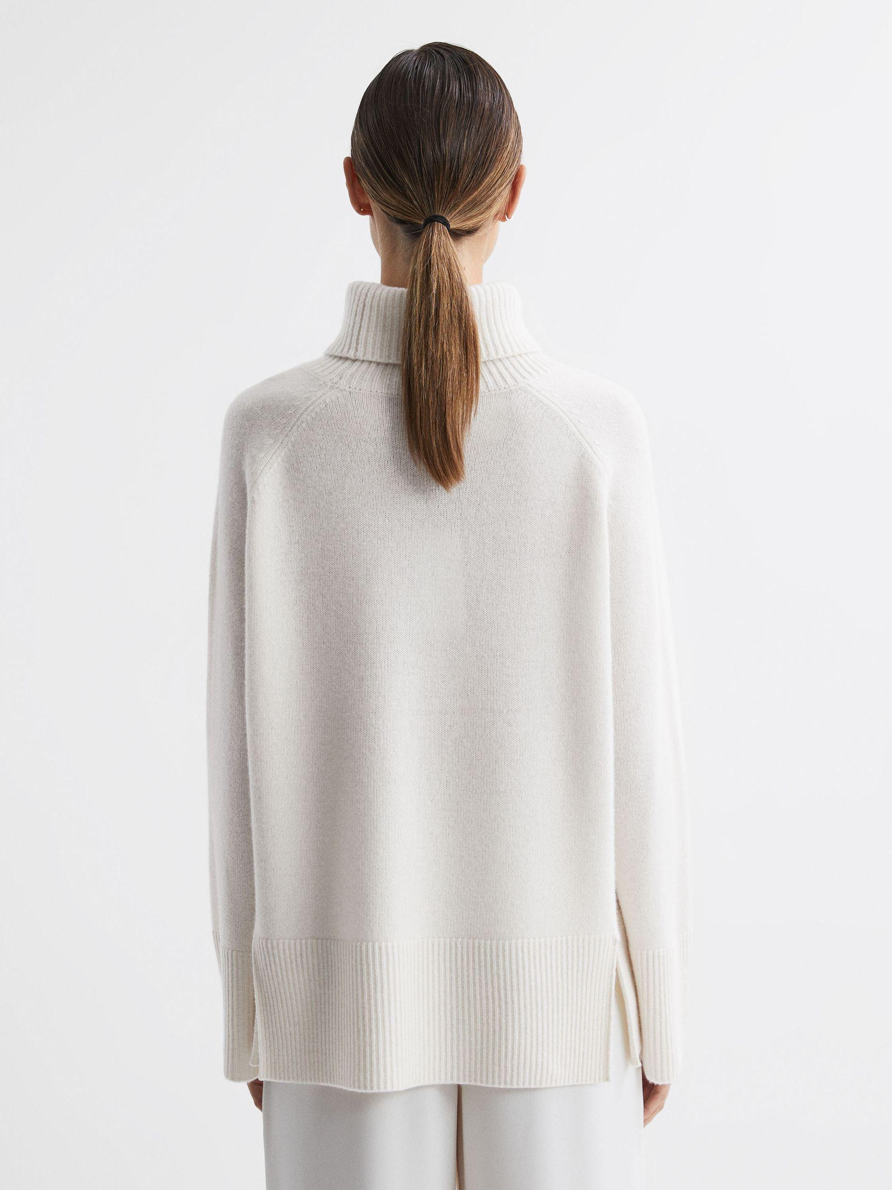 Relaxed Wool-Cashmere Blend Roll Neck Jumper in Cream Product Image