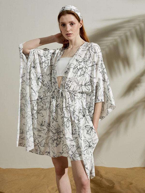 Floral Sketch Silk Cardigan Product Image