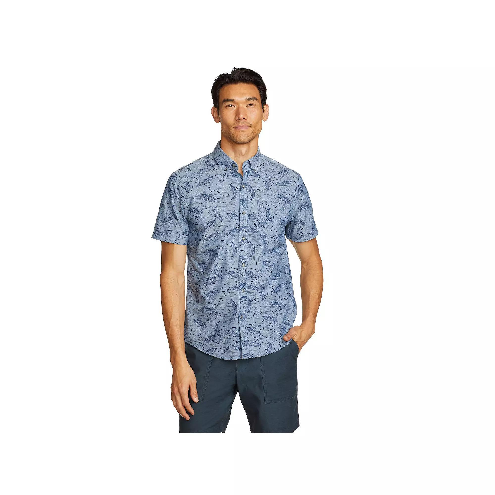 Men's Eddie Bauer Baja Print Short Sleeve Button-Down Shirt, Size: Medium, Blue Blue Product Image
