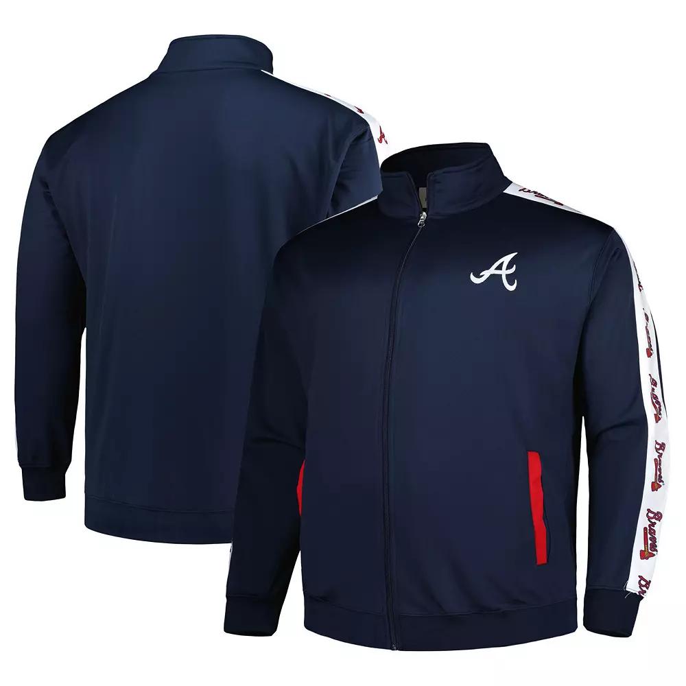 Men's Navy Atlanta Braves Big & Tall Tricot Track Full-Zip Jacket, Size: 3XB, Blue Product Image