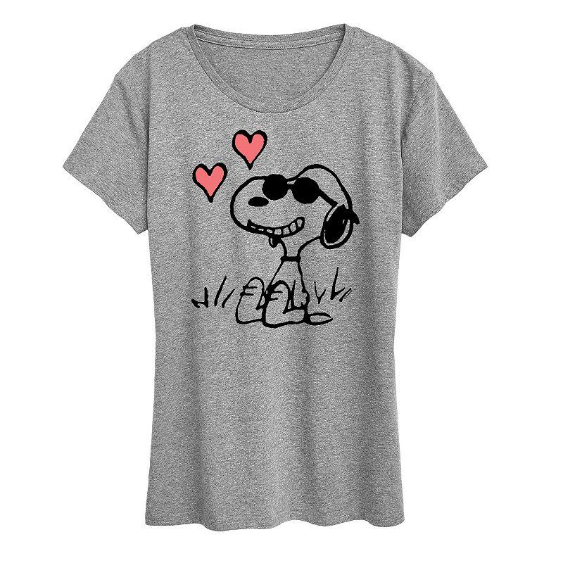 Women's Peanuts Snoopy Joe Cool Sitting Hearts Graphic Tee,  Product Image
