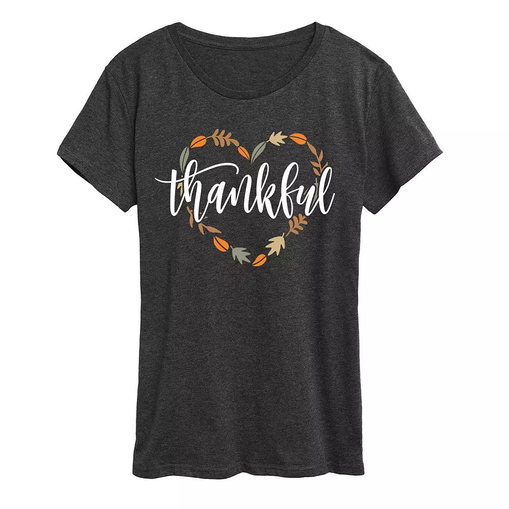 Women's Thankful Leaf Heart Graphic Tee,  Product Image