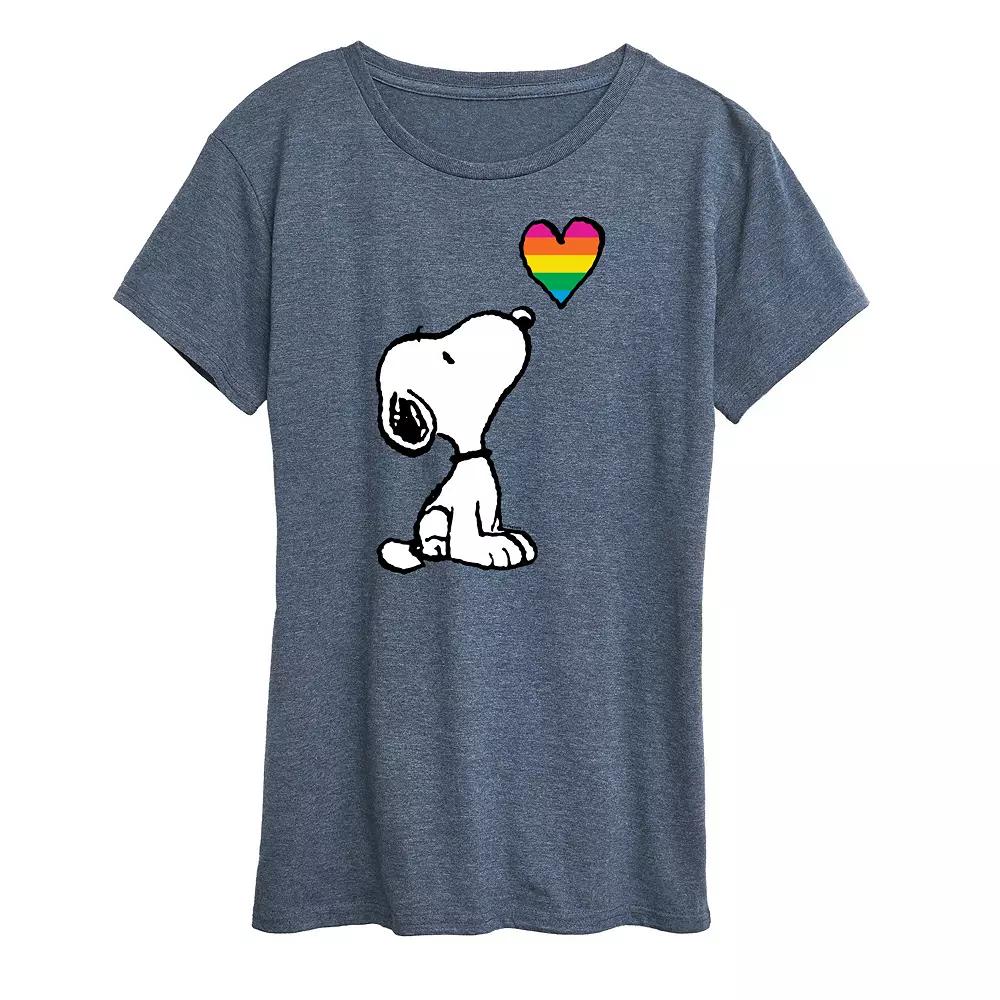 Women's Peanuts Snoopy Rainbow Heart Graphic Tee,  Product Image