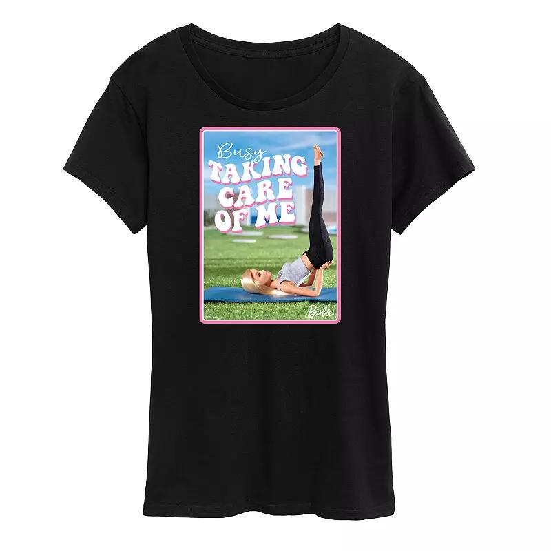 Womens Barbie Busy Taking Care Of Me Graphic Tee Grey Royal Blue Product Image