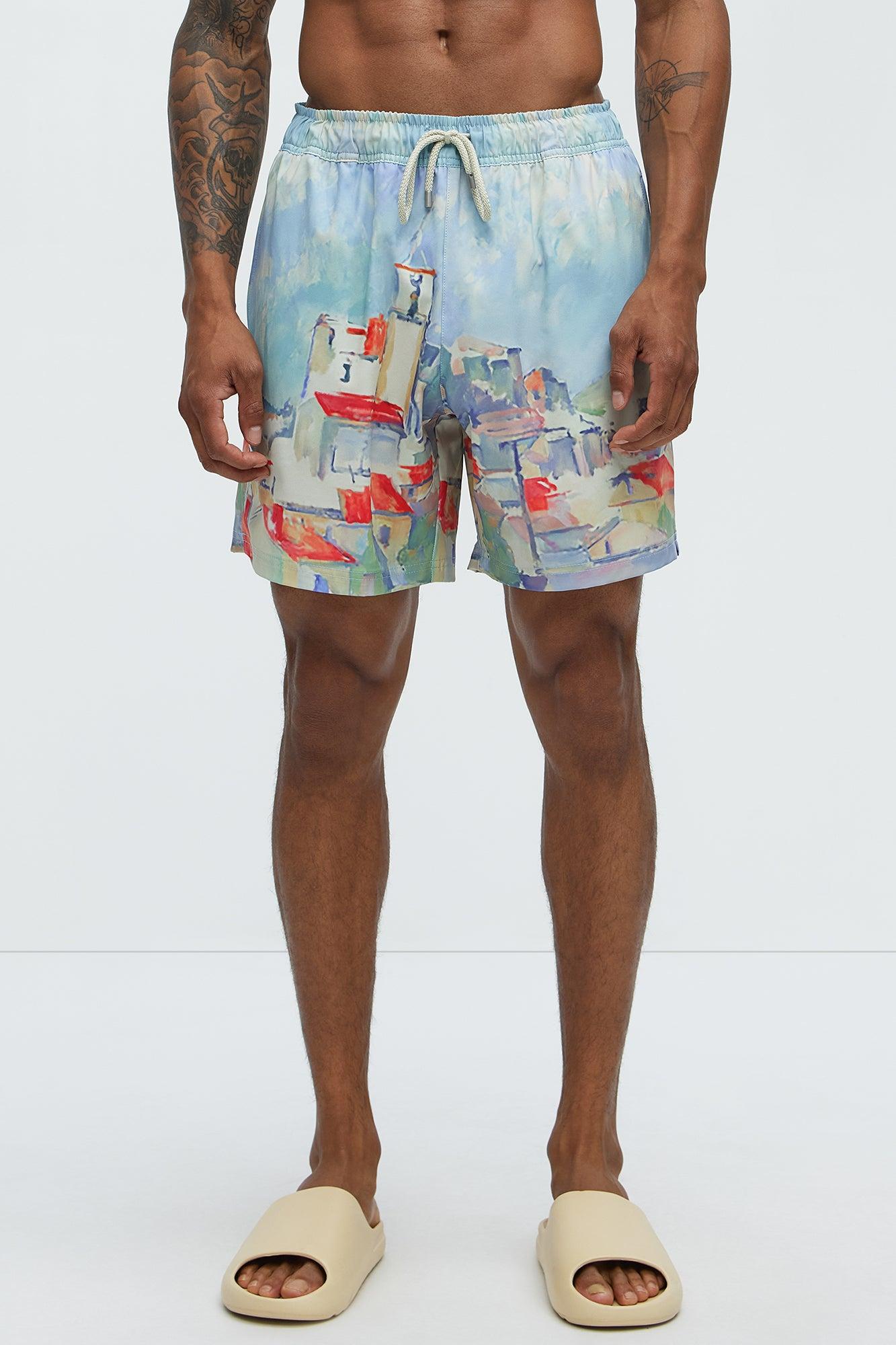 Watercolor City Printed Swim Classic Trunk - Multi Color Product Image