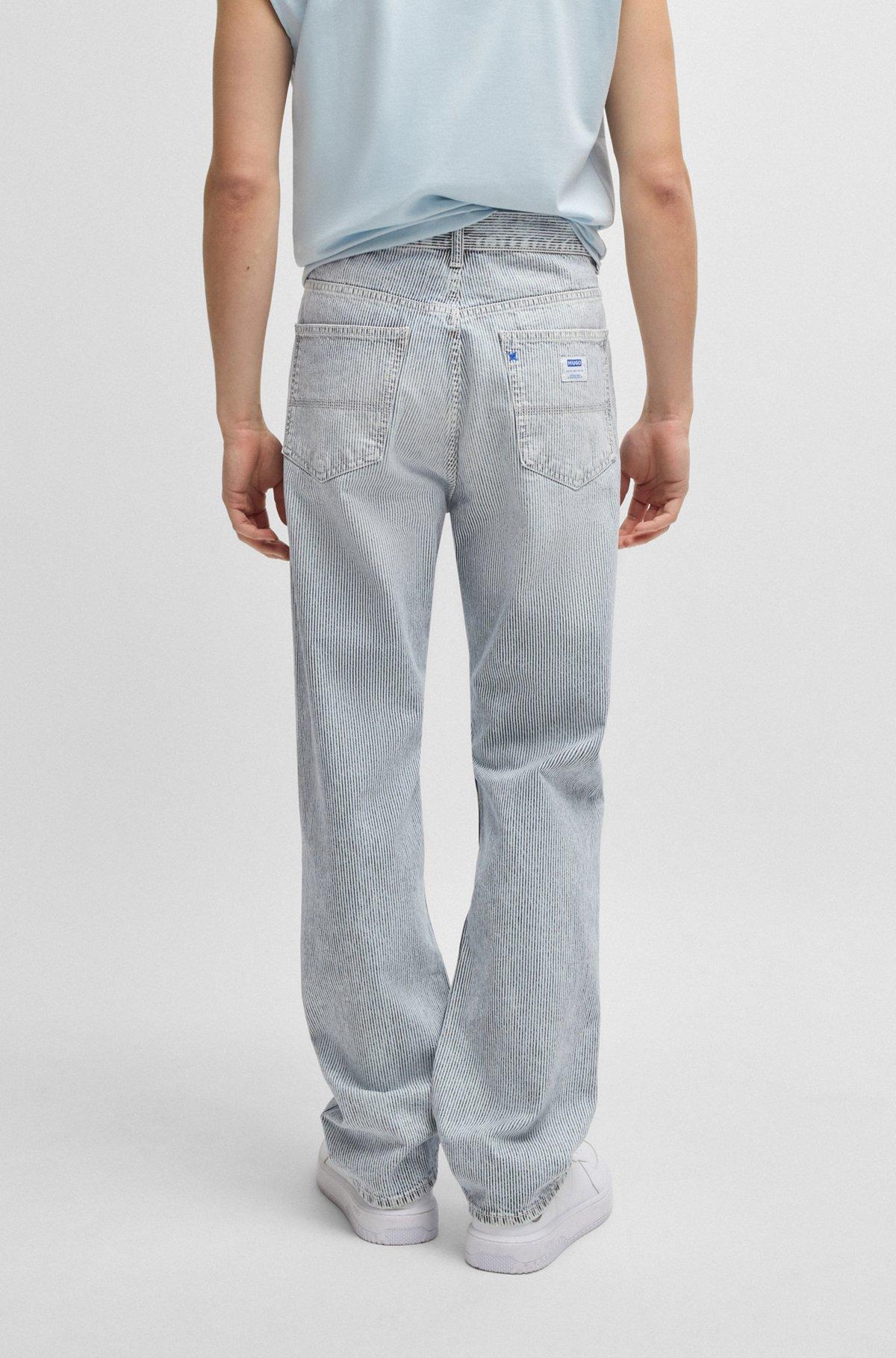 Baggy-fit jeans in striped blue denim Product Image