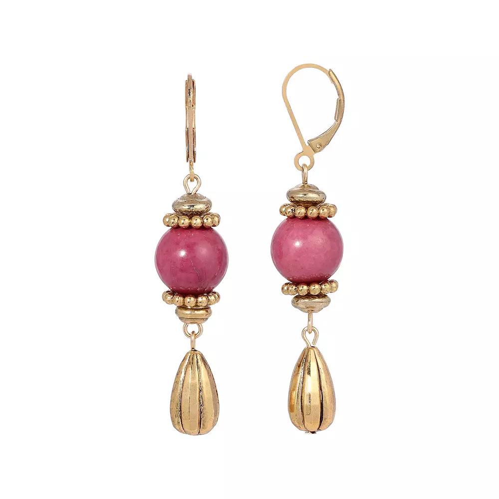 1928 Gold-Tone Semi-Precious Drop Earrings, Women's, Yellow Product Image