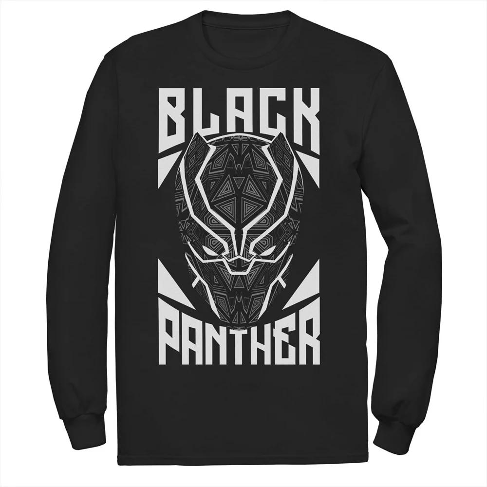 Men's Marvel Avengers Black Panther Geometric Helmet Long Sleeve Graphic Tee, Size: Small Product Image