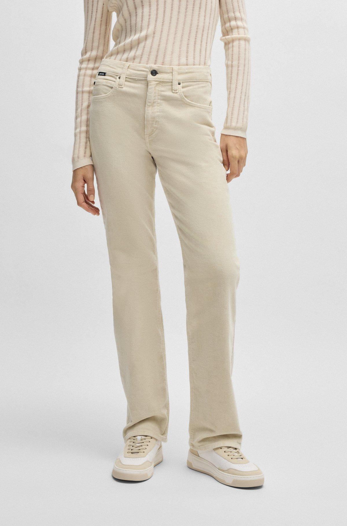 BOSS - Straight-fit jeans in stretch-cotton corduroy denim - Light Beige Product Image
