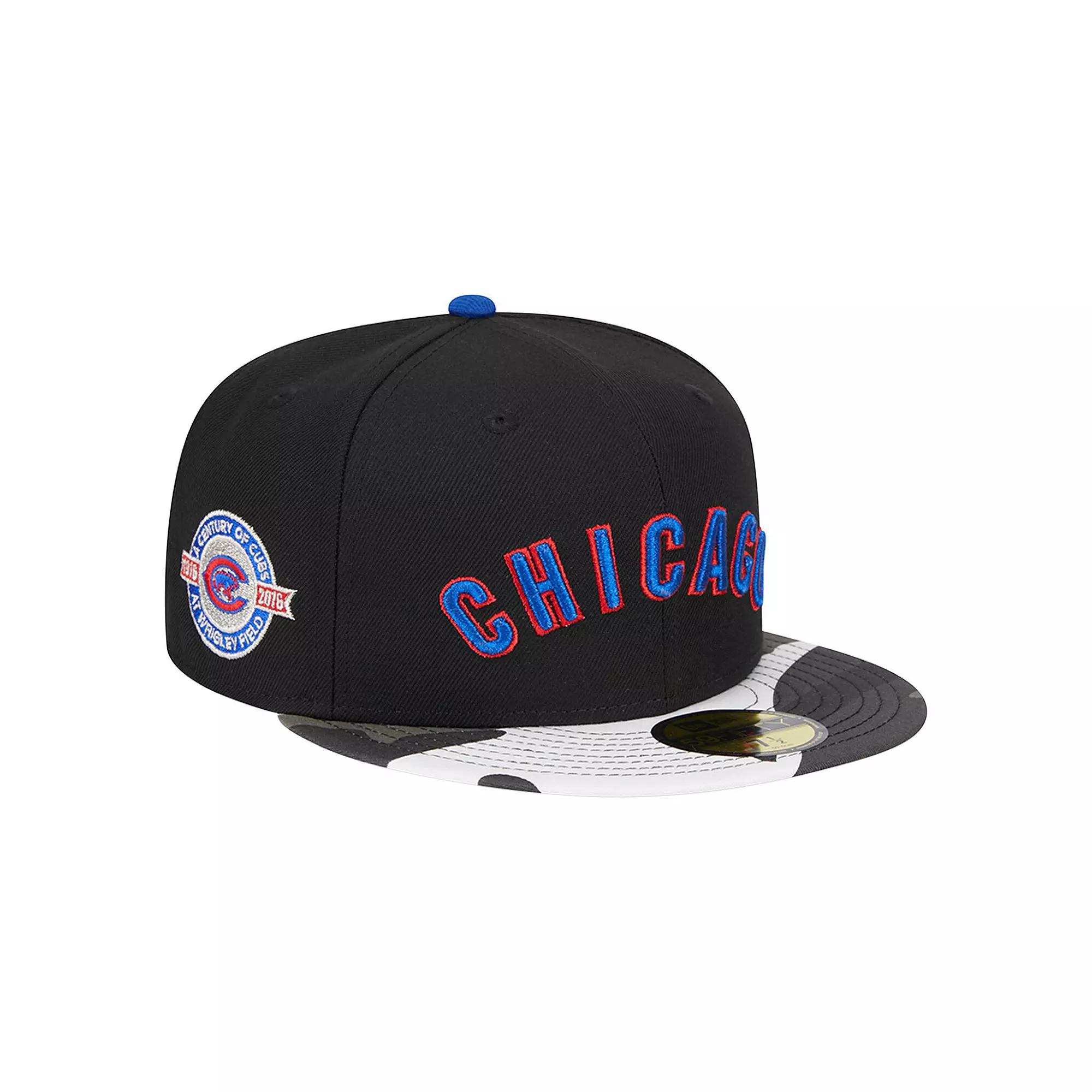 Men's New Era Black Chicago Cubs Metallic Camo 59FIFTY Fitted Hat,  Product Image