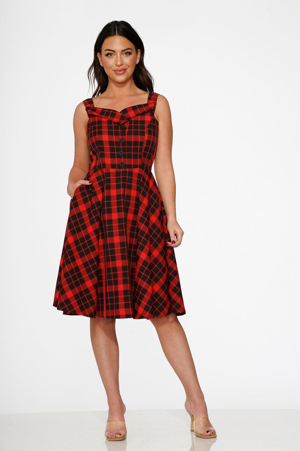 Red Plaid Swing Dress Product Image