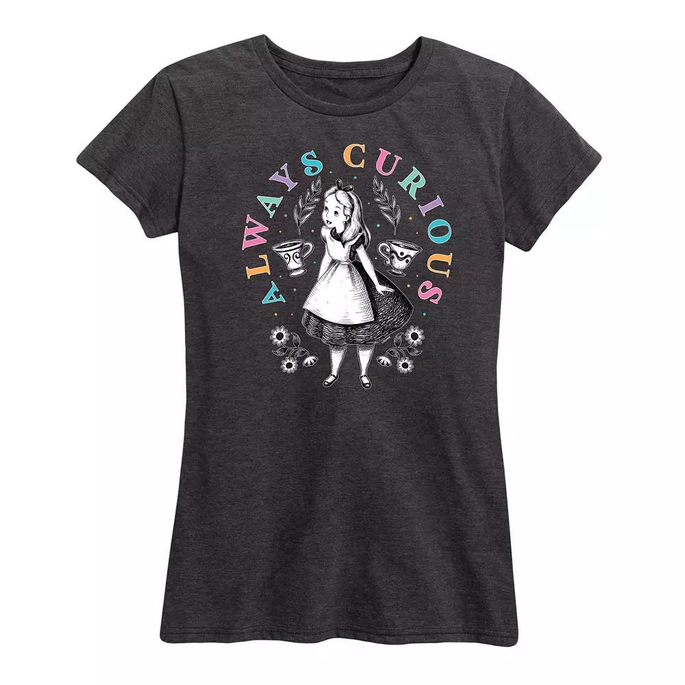 Disneys Alice in Wonderland Womens Always Curious Graphic Tee, Girls Product Image