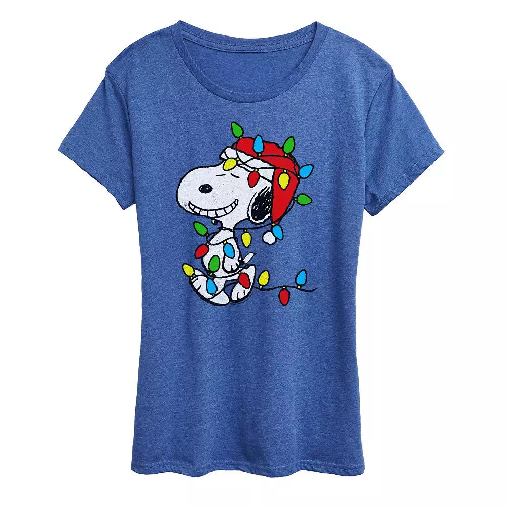 Women's Peanuts Snoopy Christmas Lights Graphic Tee,  Product Image