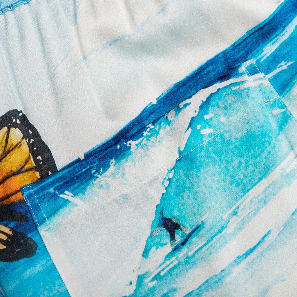 Butterfly Beach Silk Shorts - Blue Multi Male Product Image