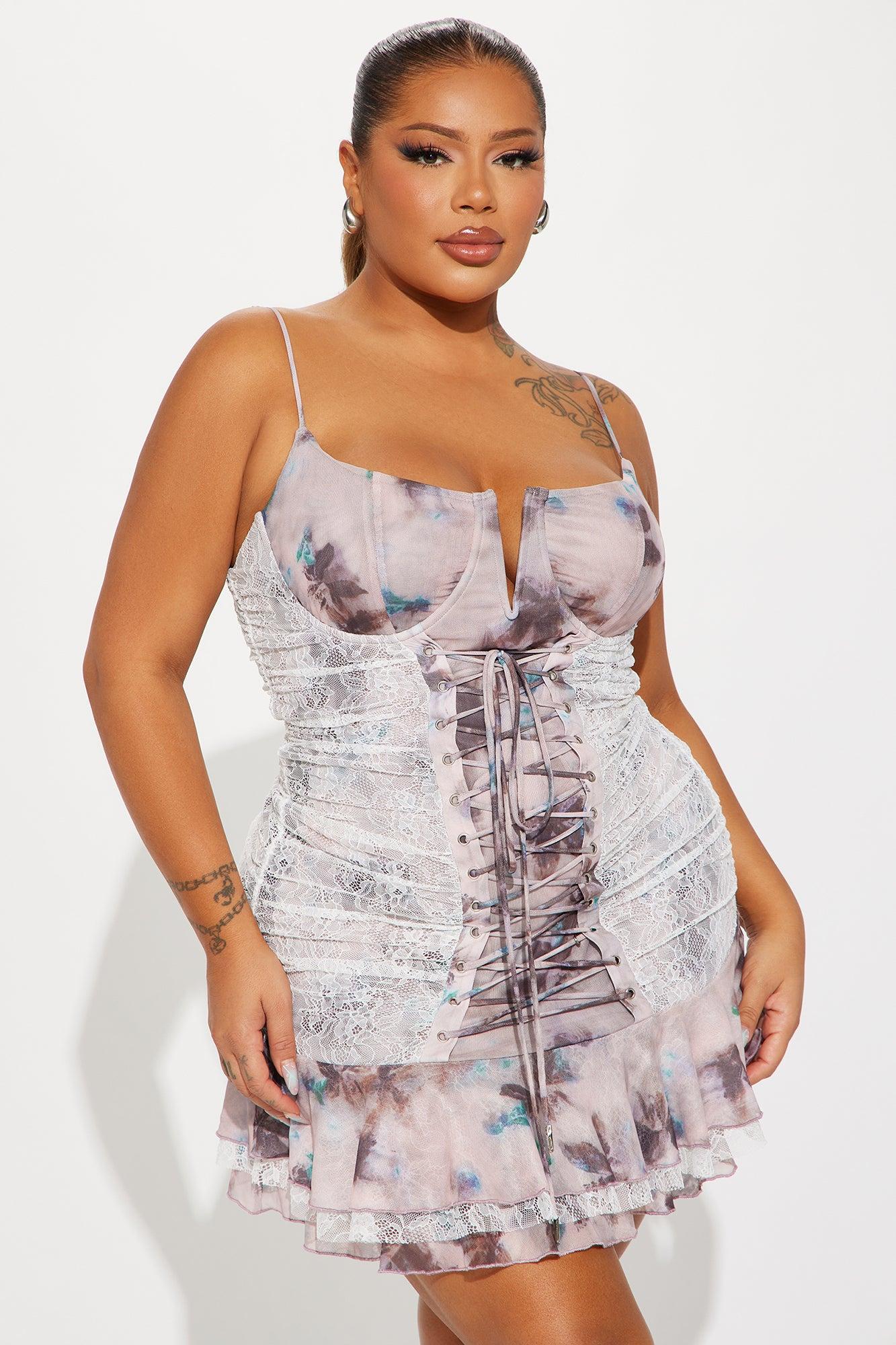 Del Rey Mesh Micro Mini Dress - Blush/combo Product Image