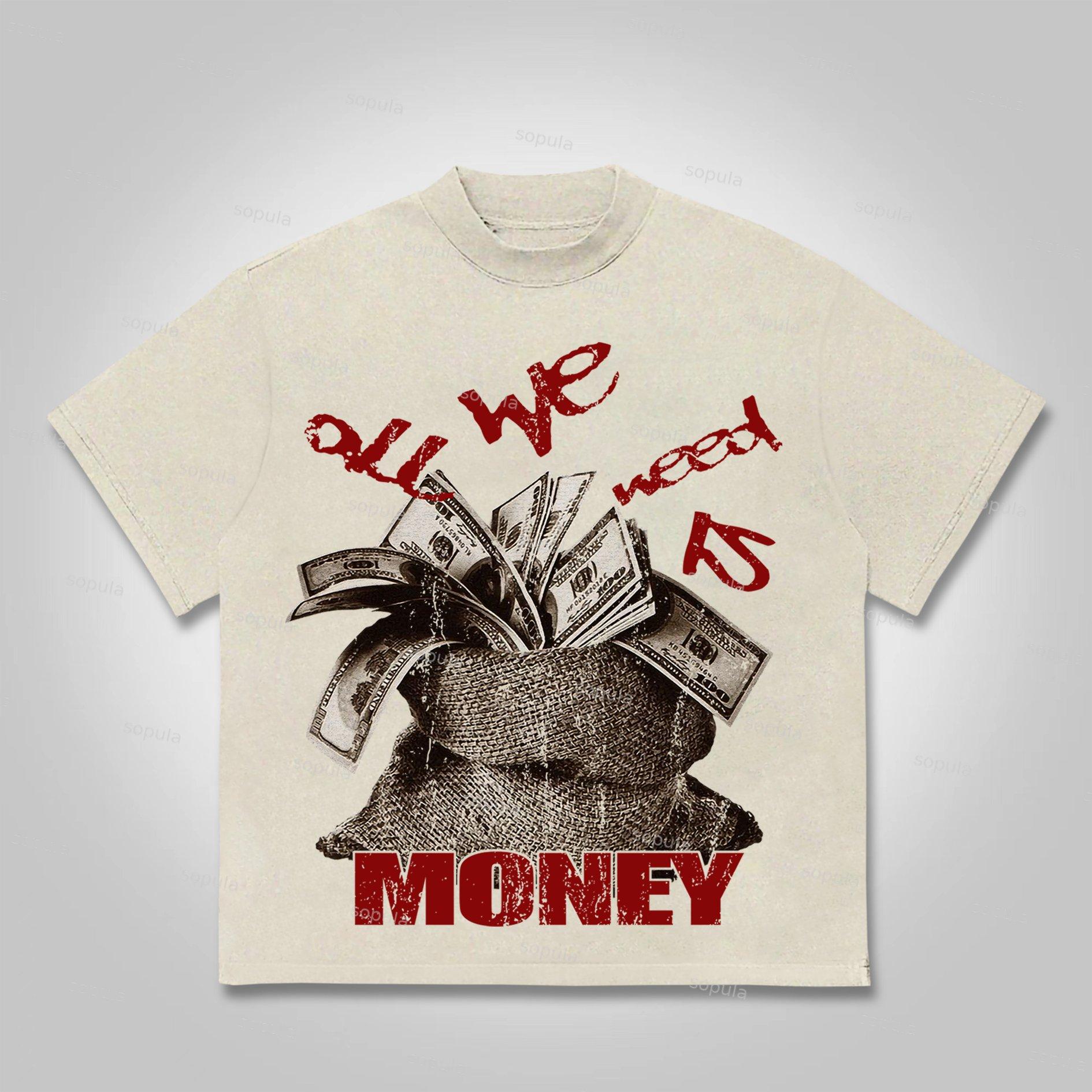 Sopula All We Need Is Money Graphic Print Cotton T-shirt Product Image