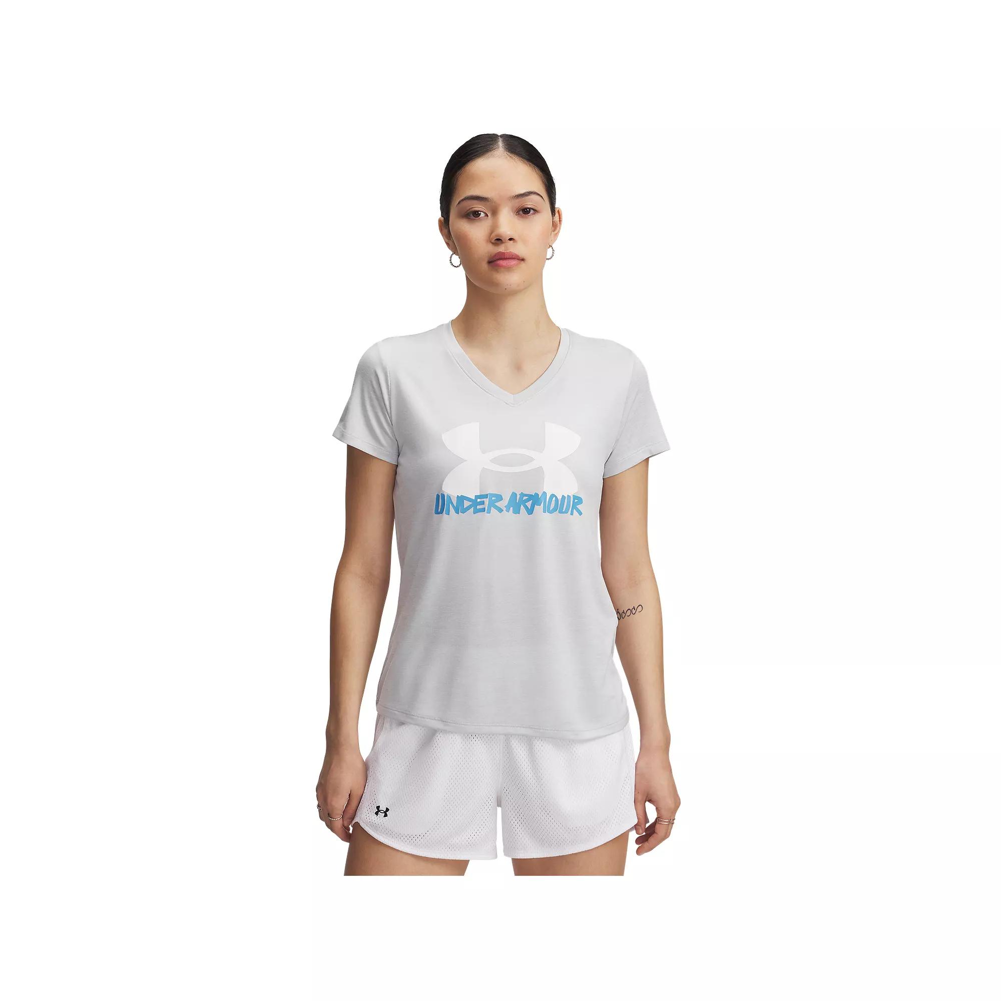 Women's Under Armour Tech™ Marker Short Sleeve Graphic Tee, Size: XXL, Ether Blue Product Image