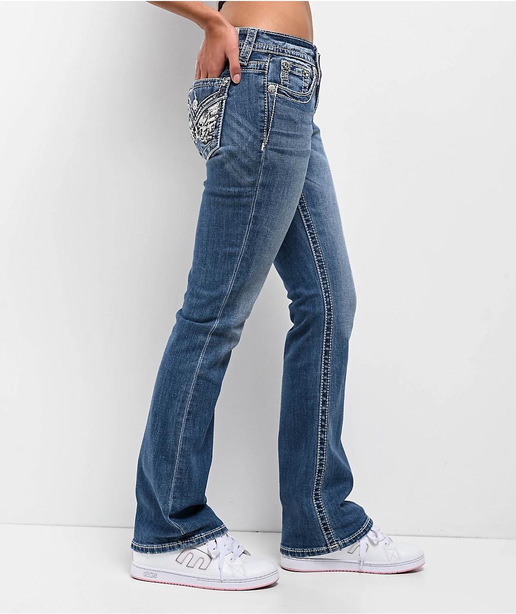 Miss Me Angellica Butterfly Medium Wash Bootcut Jeans Product Image