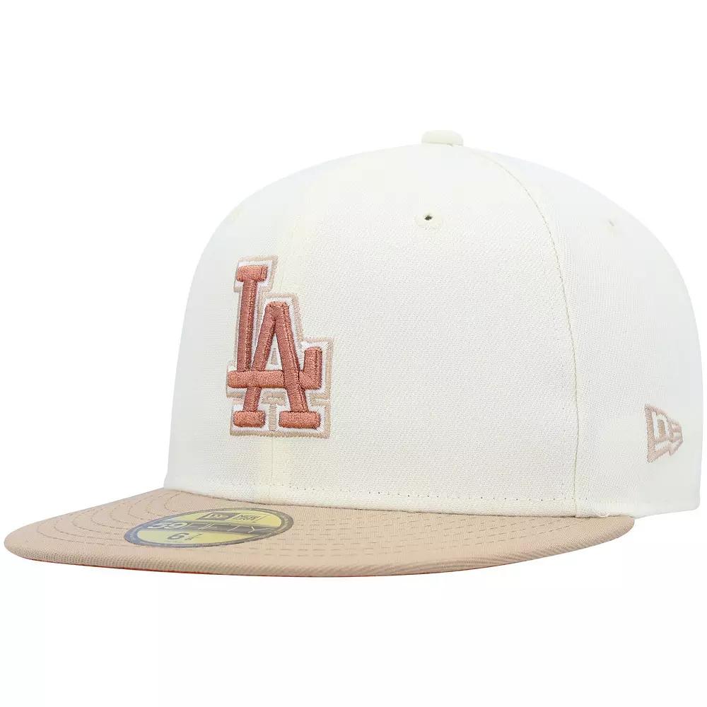 Men's New Era Cream Los Angeles Dodgers Chrome Camel Rust Undervisor 59FIFTY Fitted Hat,  Product Image