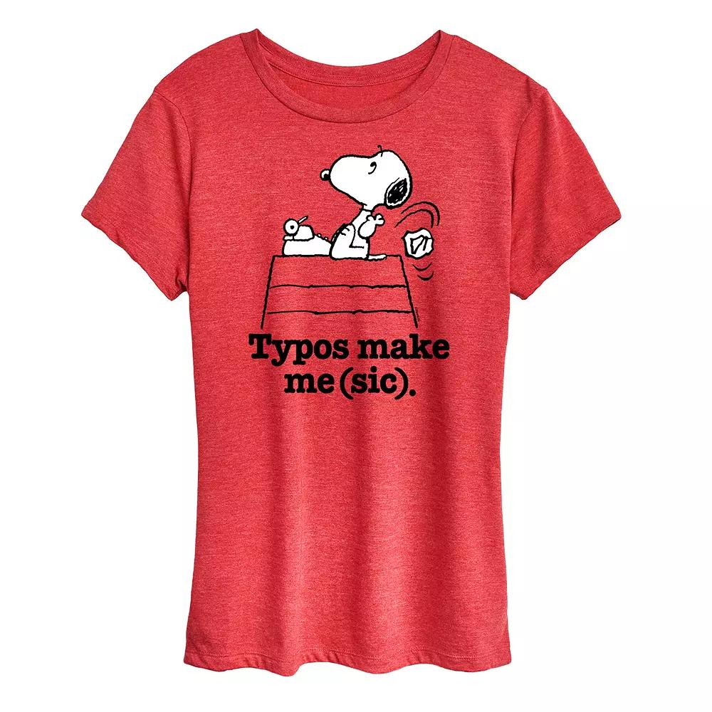 Women's Peanuts Snoopy Typos Make Me Sic Graphic Tee,  Product Image
