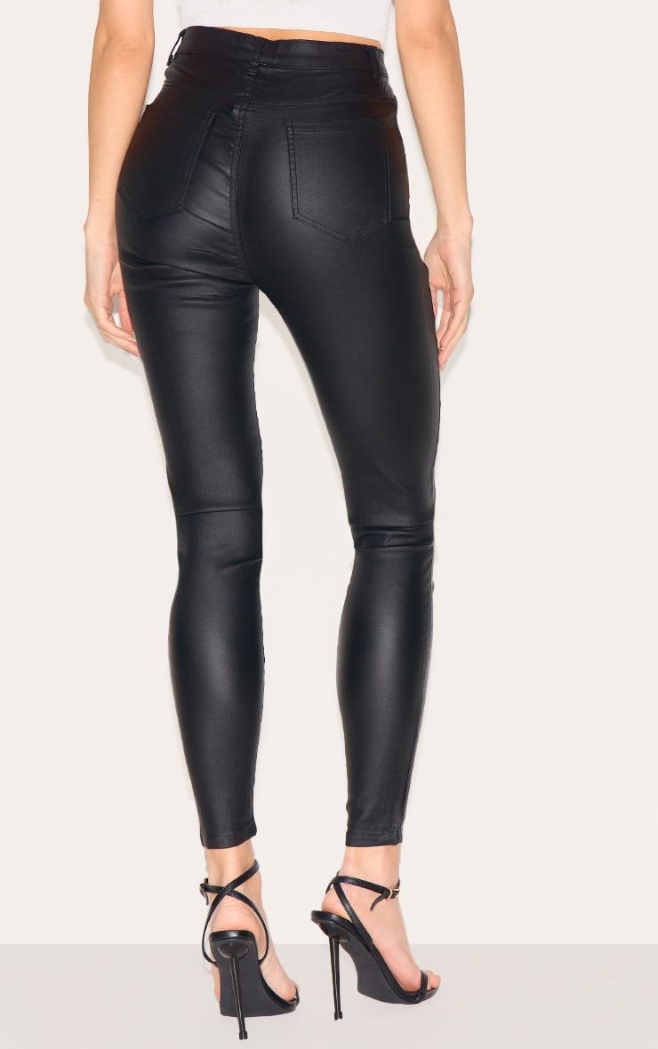 Black 5 Pocket Coated Skinny Jeans Product Image