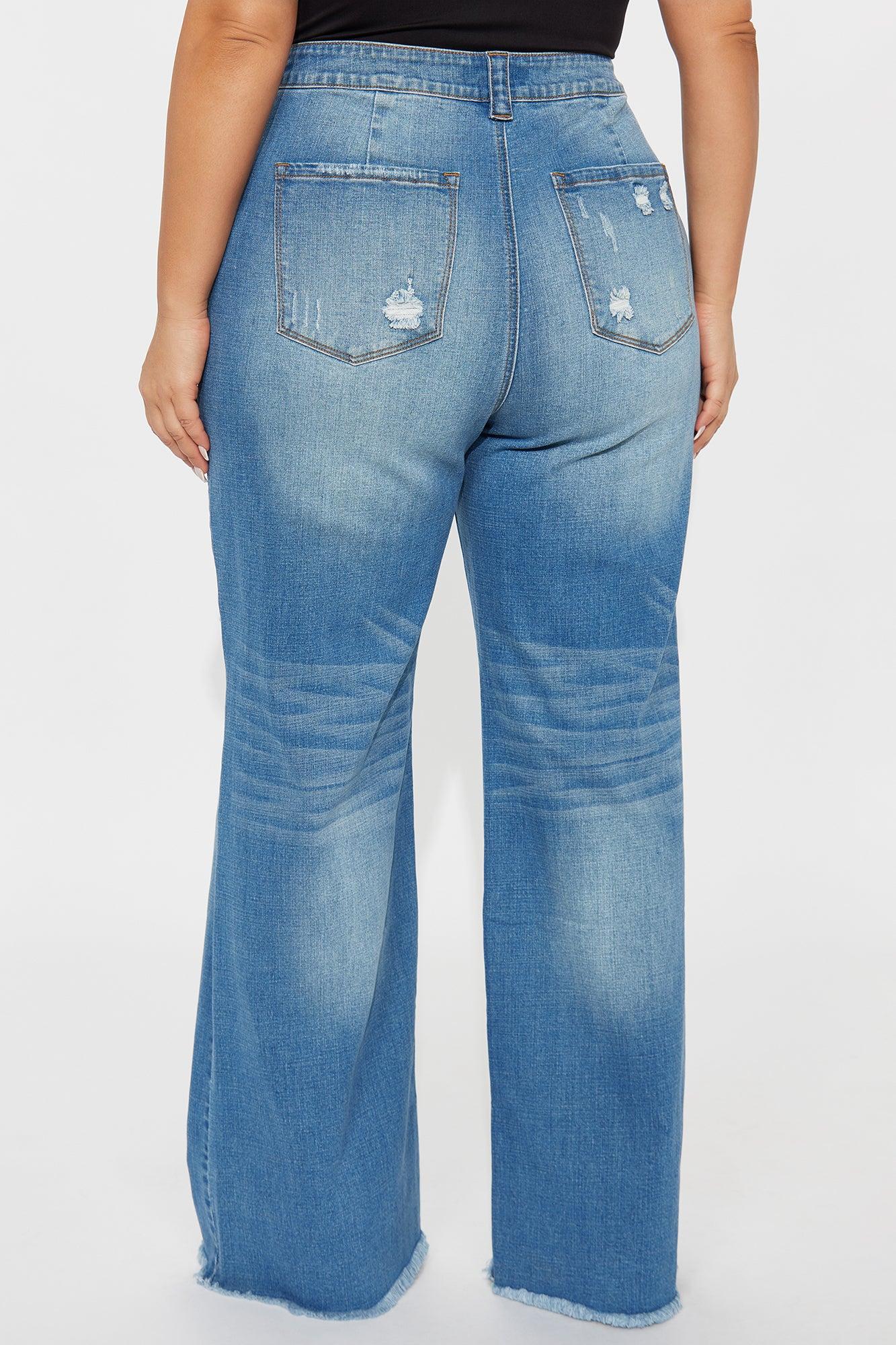 Coldwater Canyon Stretch Ripped Wide Leg Jeans - Medium Wash Female Product Image