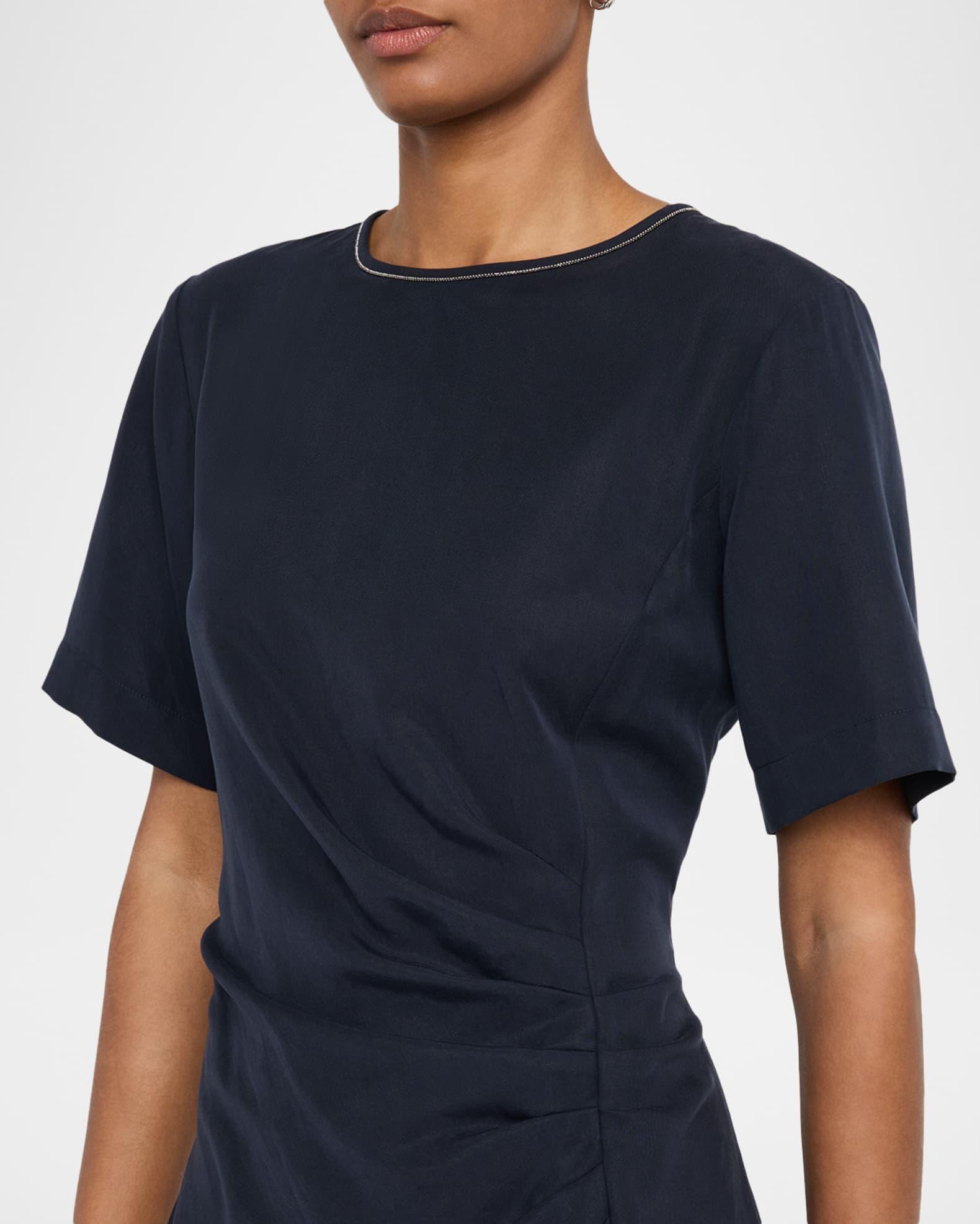 Ruched Punto Luce Viscose Midi Dress Product Image