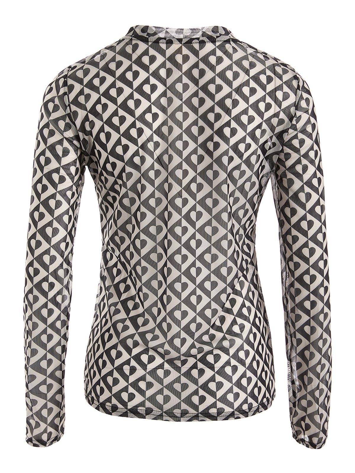 Heart Checkered Print Long Sleeve Tee Product Image