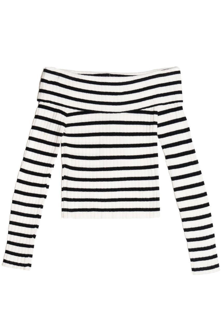 Off The Shoulder Striped Sweater Product Image