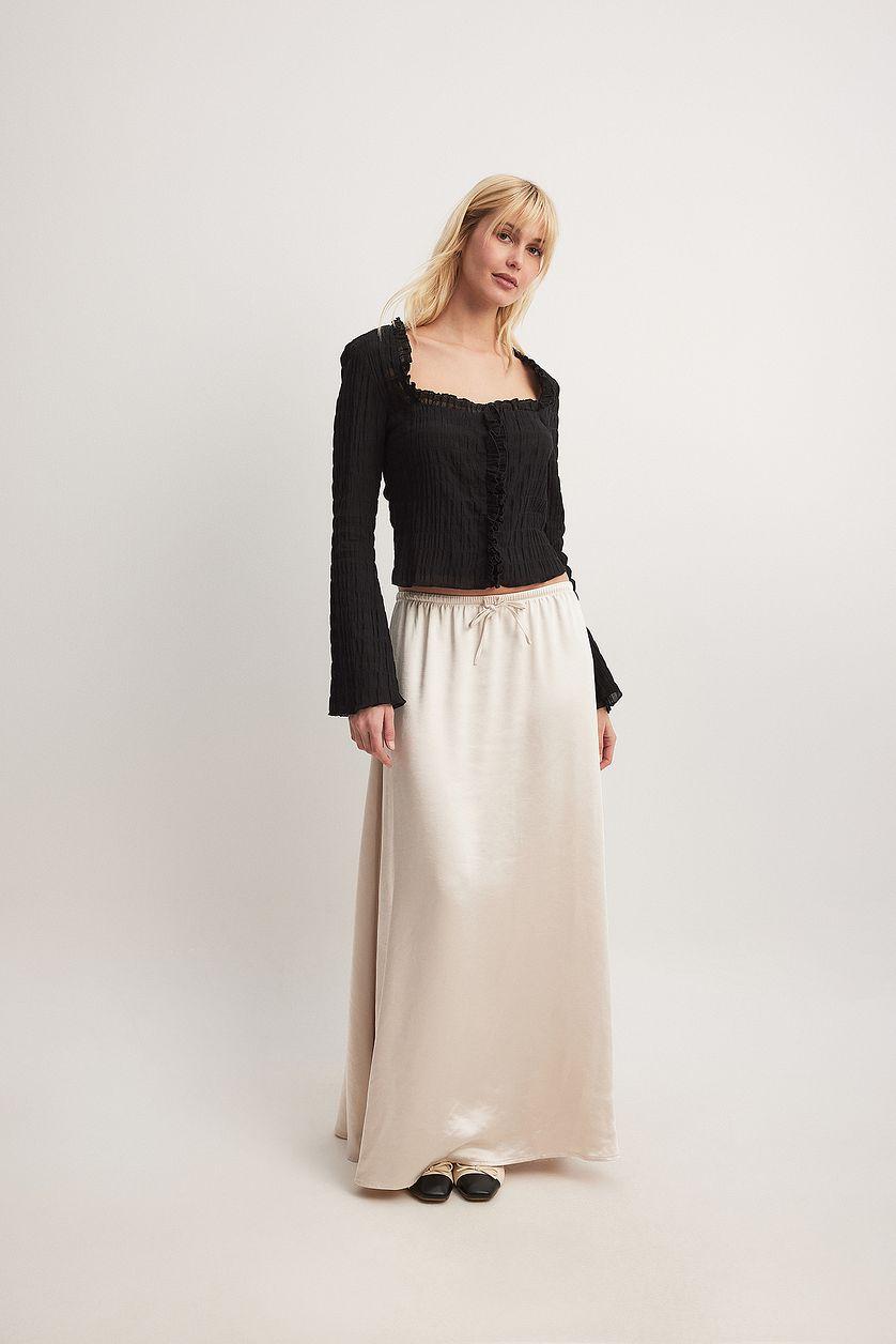 Square Neck Long Sleeve Ruffle Top Product Image