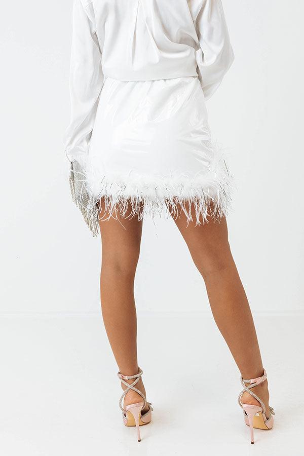 The Freesia Patent Feather Skirt In White Product Image