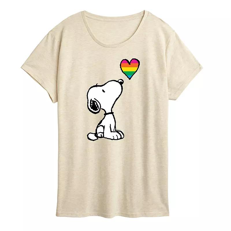 Women's Peanuts Snoopy Rainbow Heart Graphic Tee,  Product Image