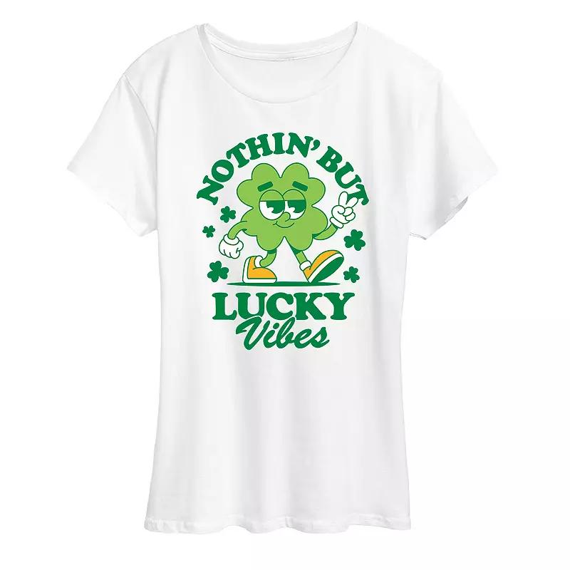 Womens Lucky Vibes Shamrock Mascot Graphic Tee Product Image