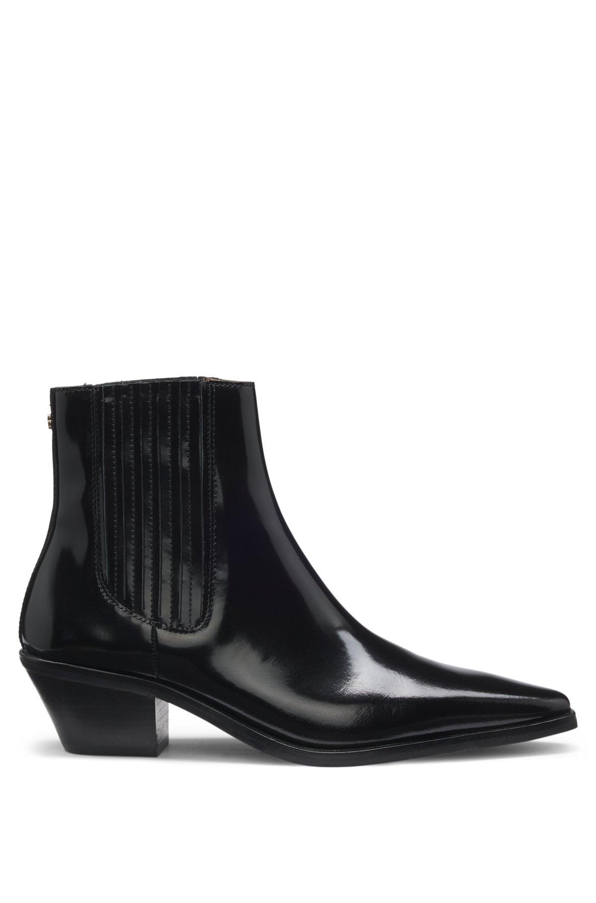 Polished-leather ankle boots with Cuban heel Product Image