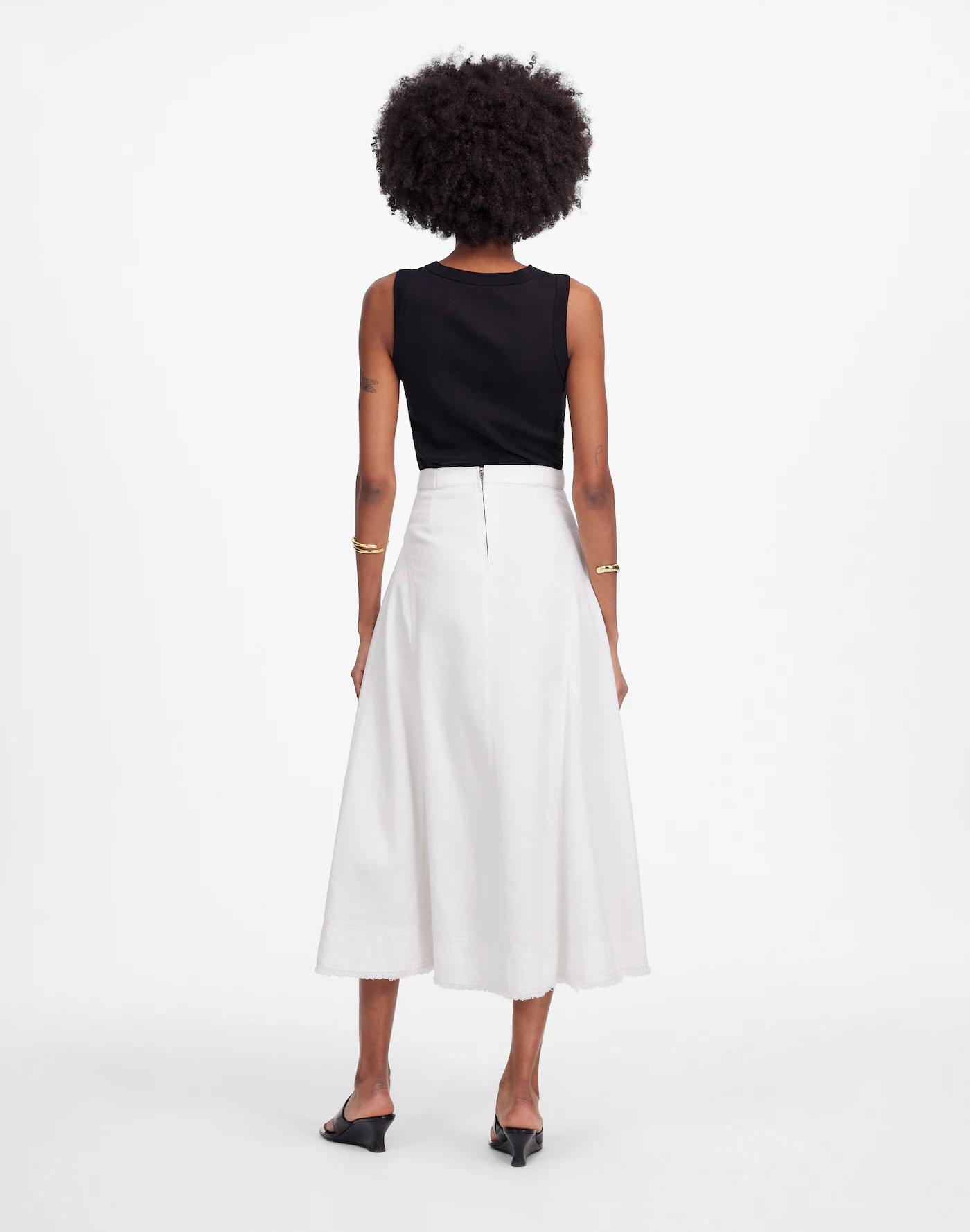 Fluted Midi Skirt in Tile White Product Image