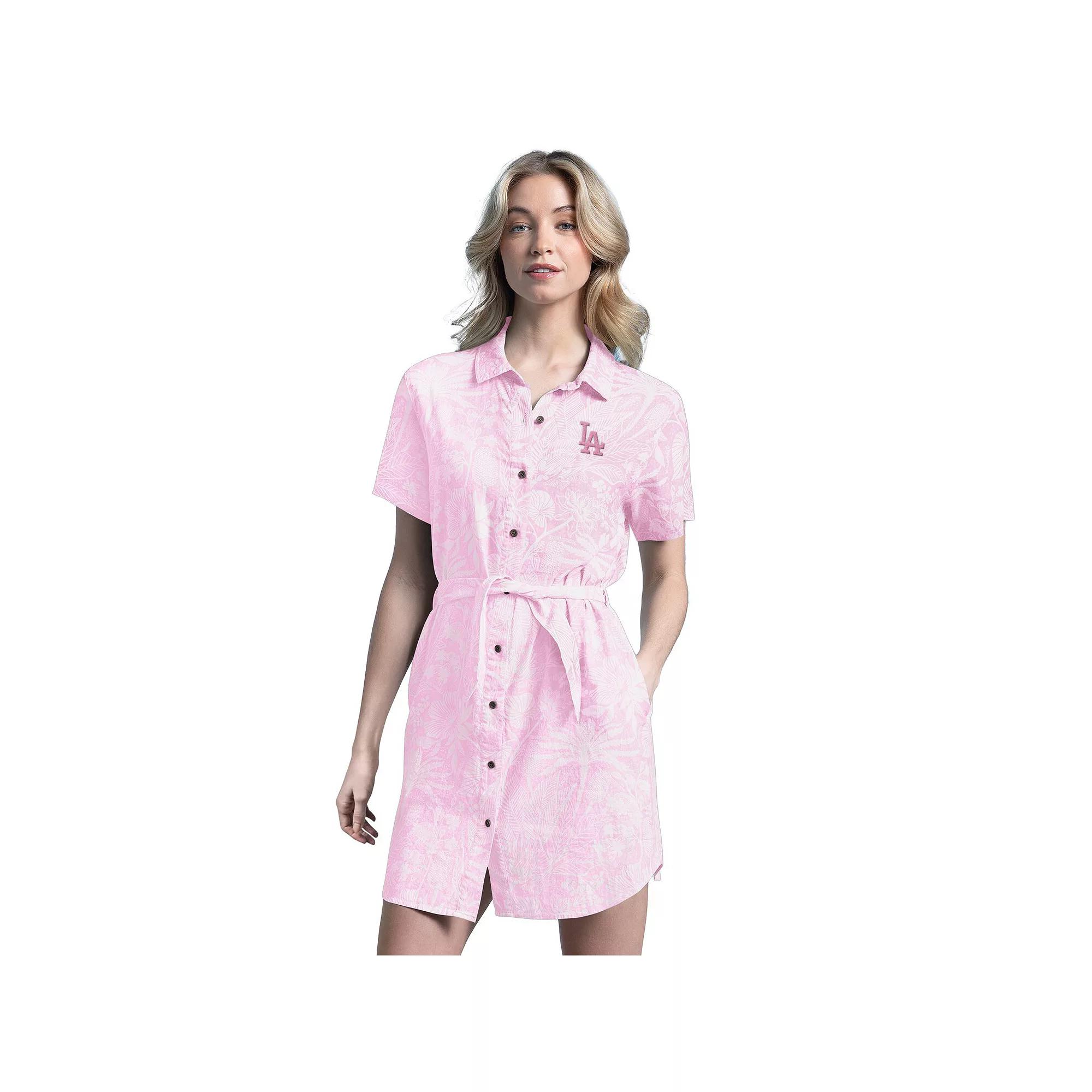 Women's Margaritaville Pink Los Angeles Dodgers Palm Linen Dress,  Product Image