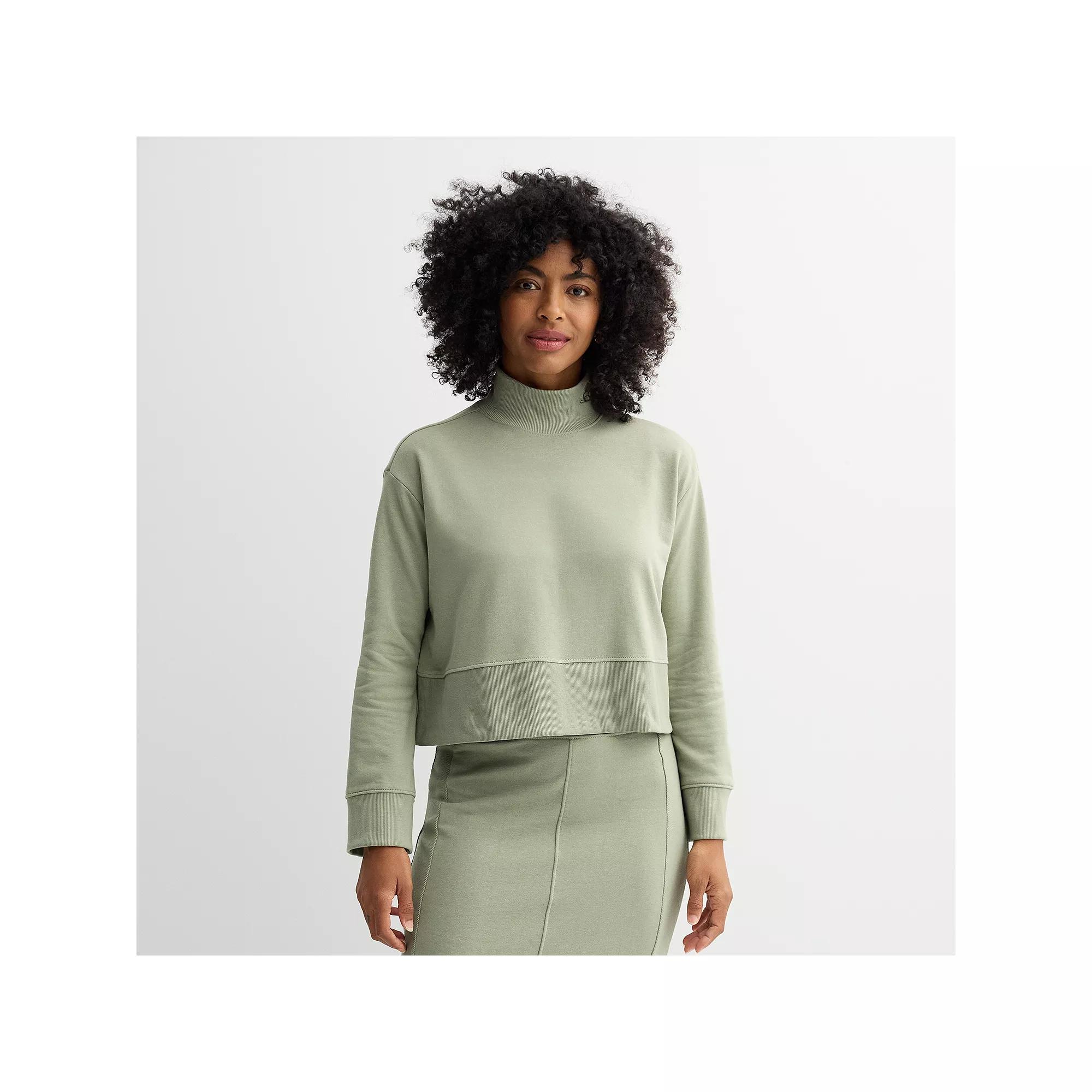 Women's Sonoma Goods For Life® Fleece Turtleneck Top, Size: XXL, Madri Green Product Image