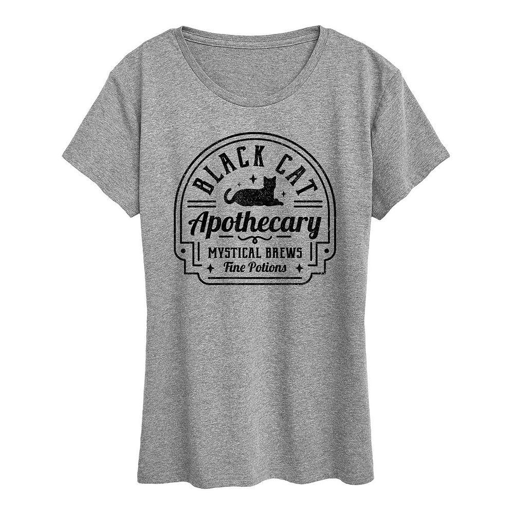 Women's Black Cat Apothecary Sign Halloween Tee, Girl's,  Product Image