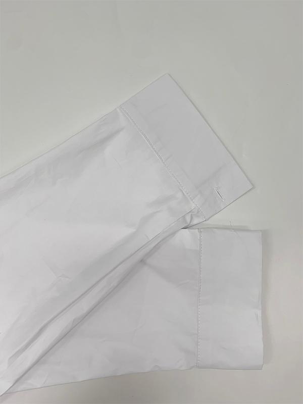 A-Line High-Low Buttoned Pockets Printed Split-Side Stand Collar Blouses&Shirts Tops Product Image