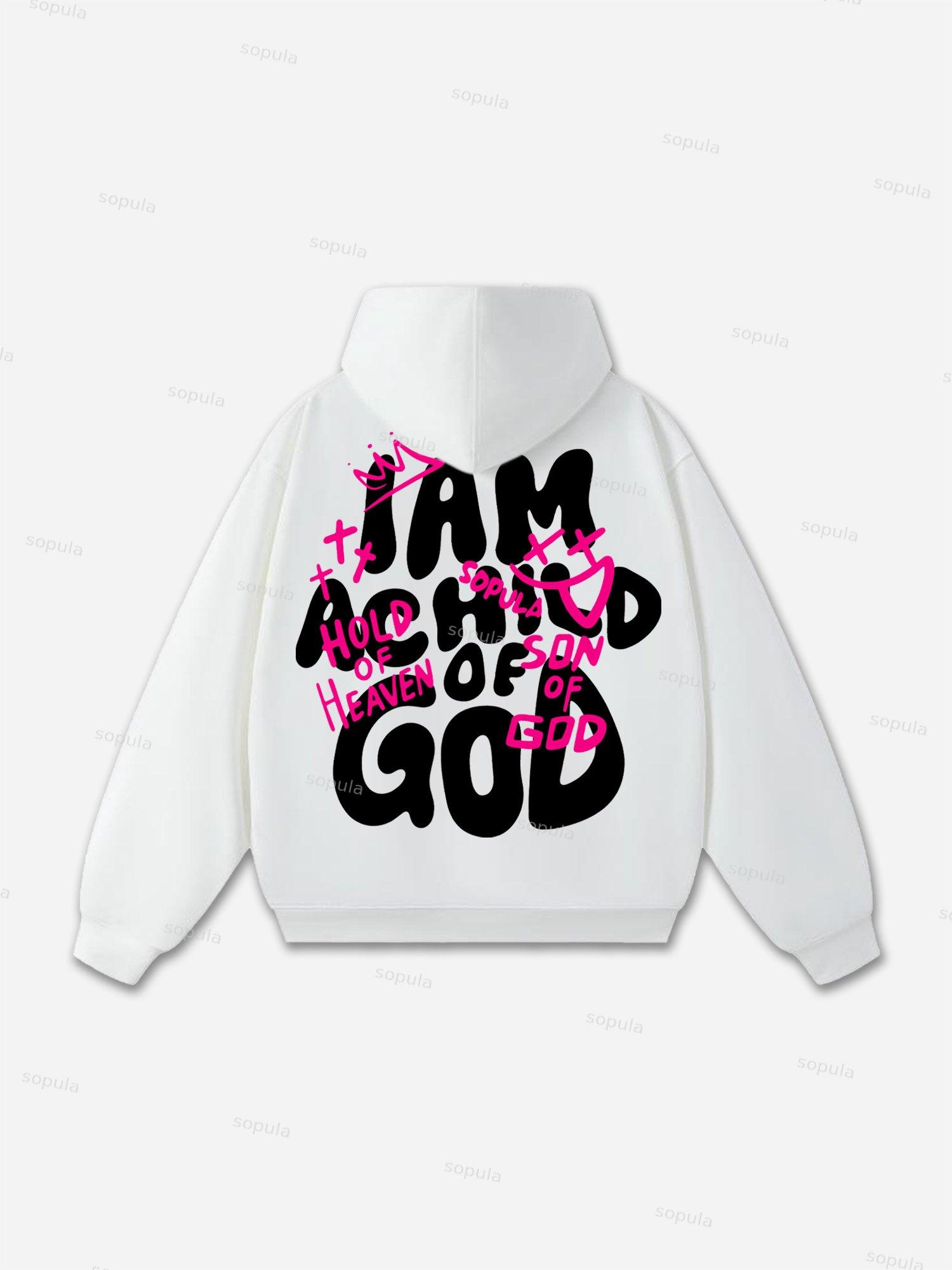 Sopula I Am A Child Of God Graffiti Slogan Graphic Oversized Hoodie Product Image