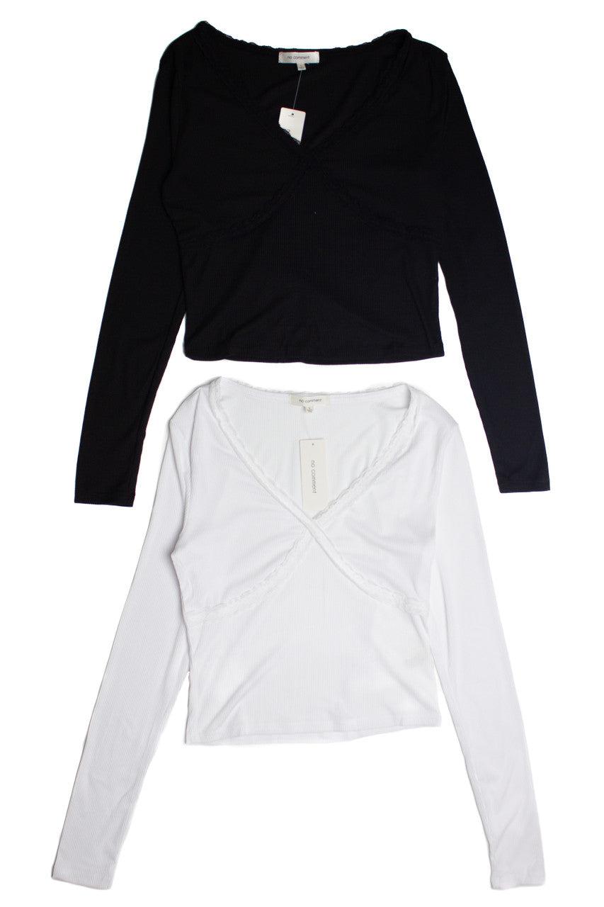 Lace Trim V-Neck Longsleeve Product Image