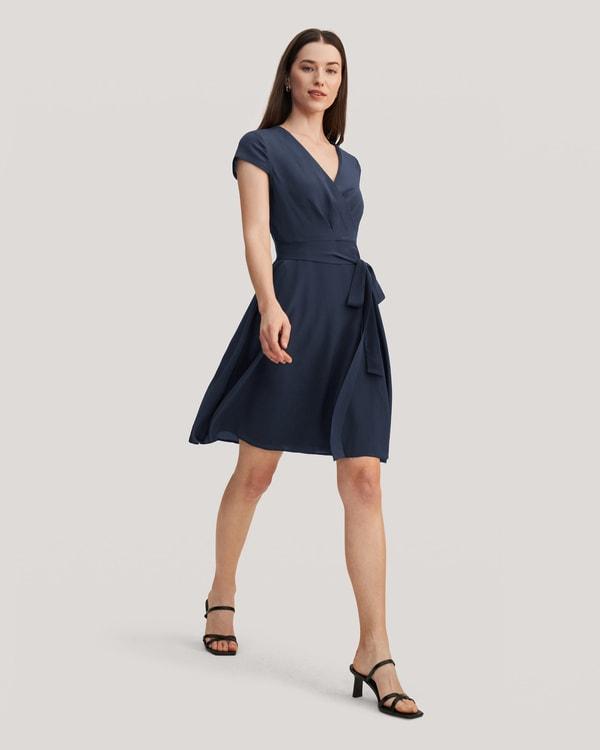 Figure Flattering Silk Wrap Dress Product Image