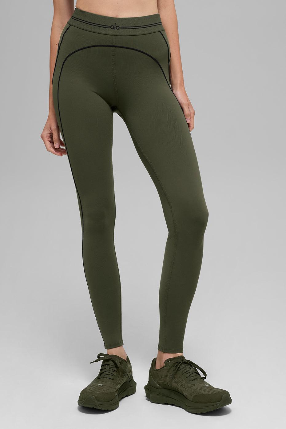 Airbrush High-Waist Heart Throb Legging - Green Olive/Black Product Image
