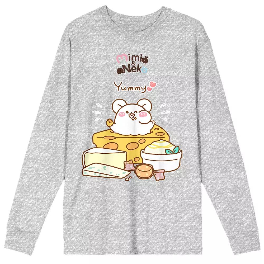 Men's Mimi & Neko Nezu Eating Yum Long Sleeve Tee,  Product Image