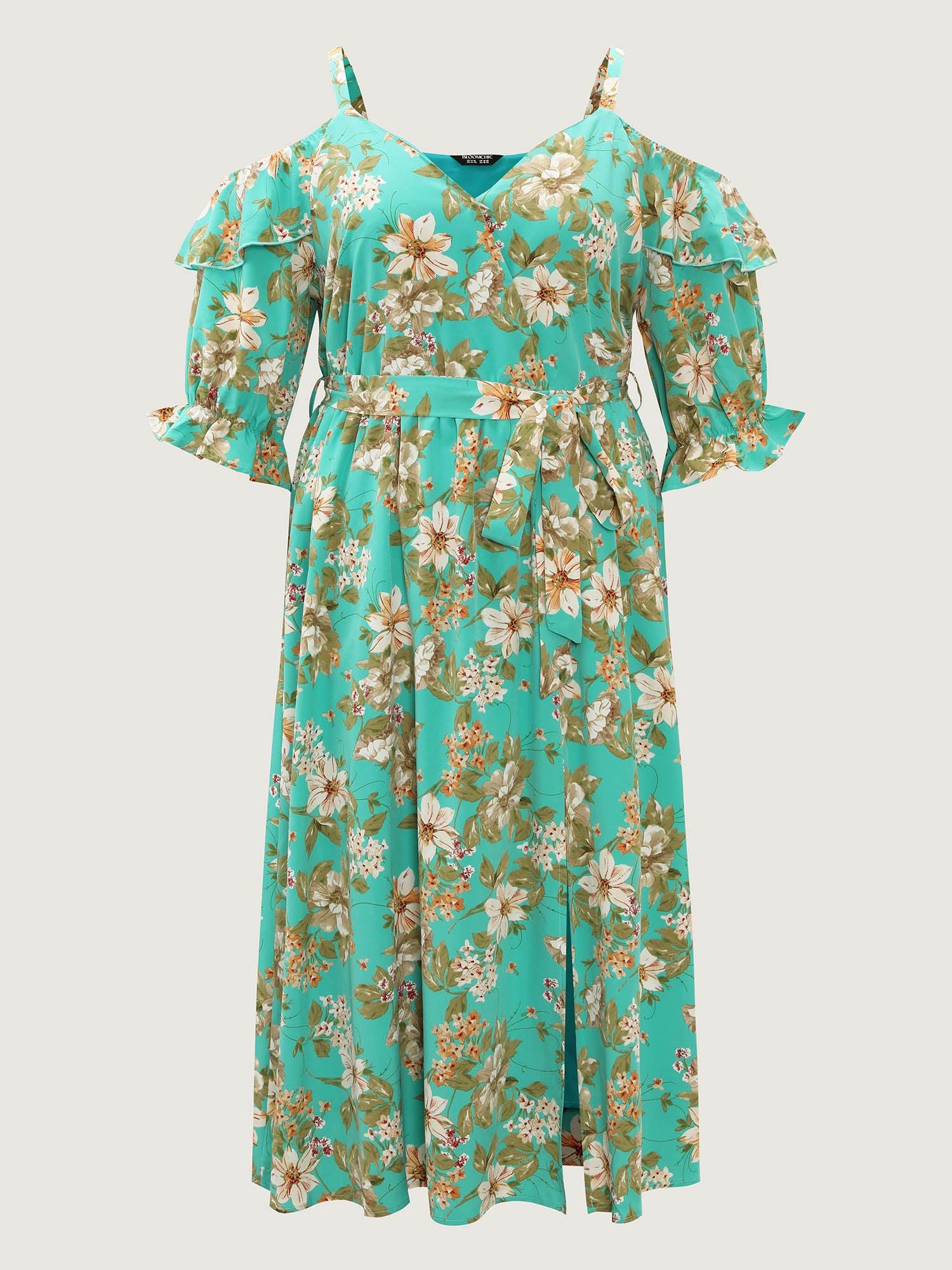 Breezy Floral Ruffled Hem Midi Dress Female Product Image