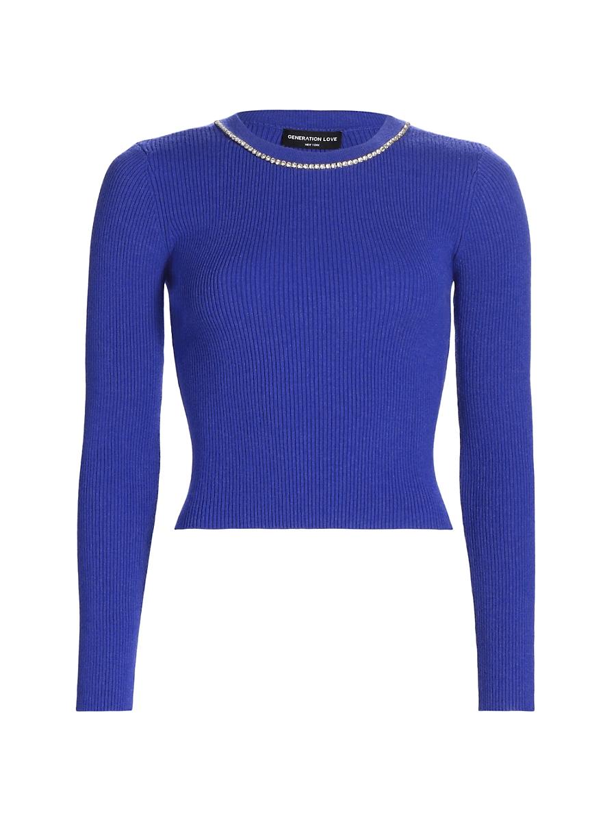 Womens Odette Crystal-Embellished Rib-Knit Sweater Product Image