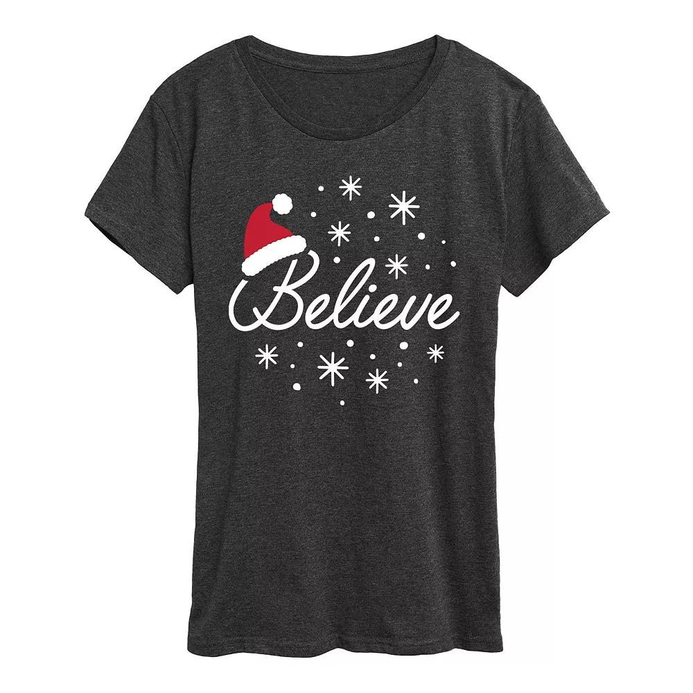 Plus Believe With Santa Hat Graphic Tee, Women's,  Product Image