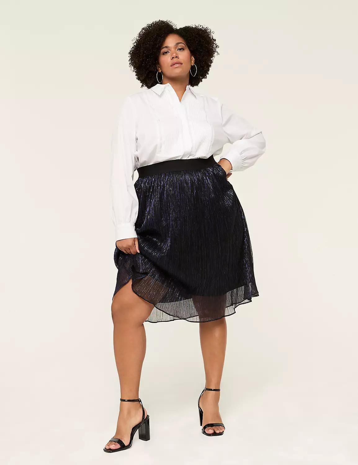 Lurex Shimmer Crinkle Knit Skirt Product Image