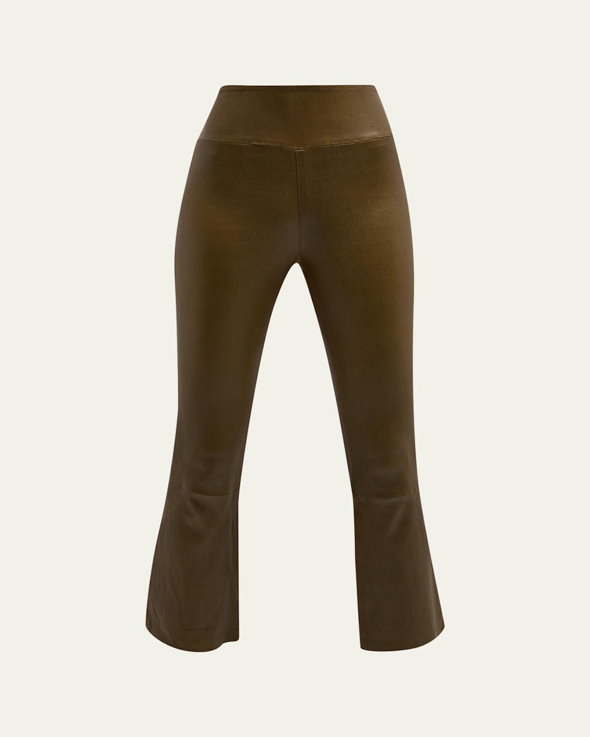Womens Leather Crop Flare Leggings Product Image
