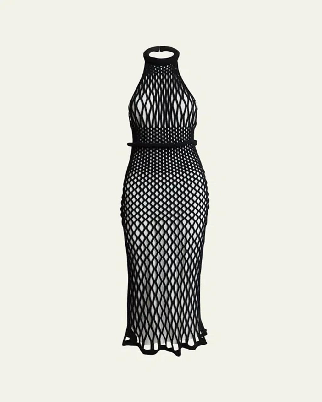 GIVENCHY Halterneck Open-back Mesh Midi Dress In Black Product Image